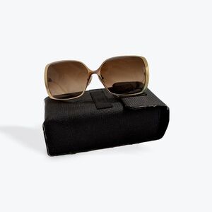 Kieselstein-Cord Vintage “No Time Soon” Gold Sunglasses w/ Case Alligator Detail